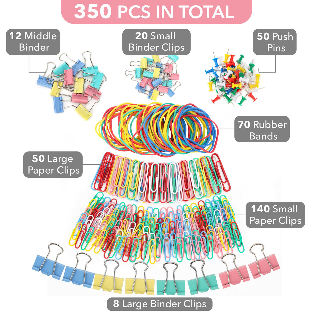 Mr. Pen- Paper Clips and Binder Clips, 272 PCS, Assorted Colors Medium