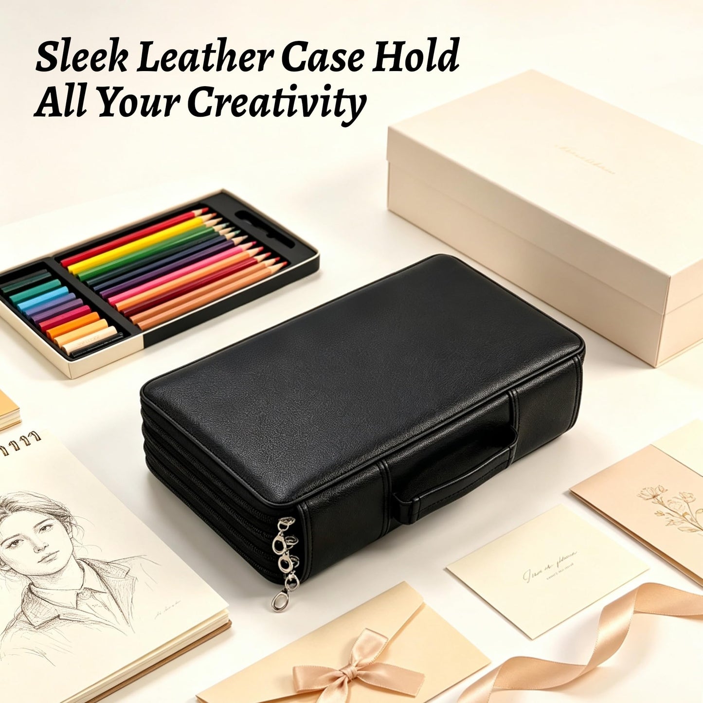 YOUNGCOL 300-Capacity Colored Pencil Case Pen Organizer(Black)