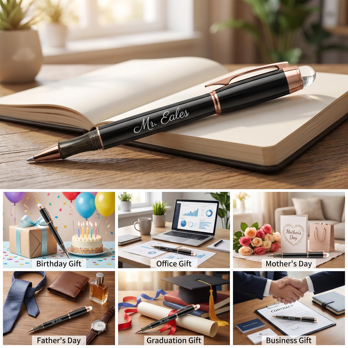 Ancolo Custom Pen- Executive Pen with Crystal Tip with Your Name or Message