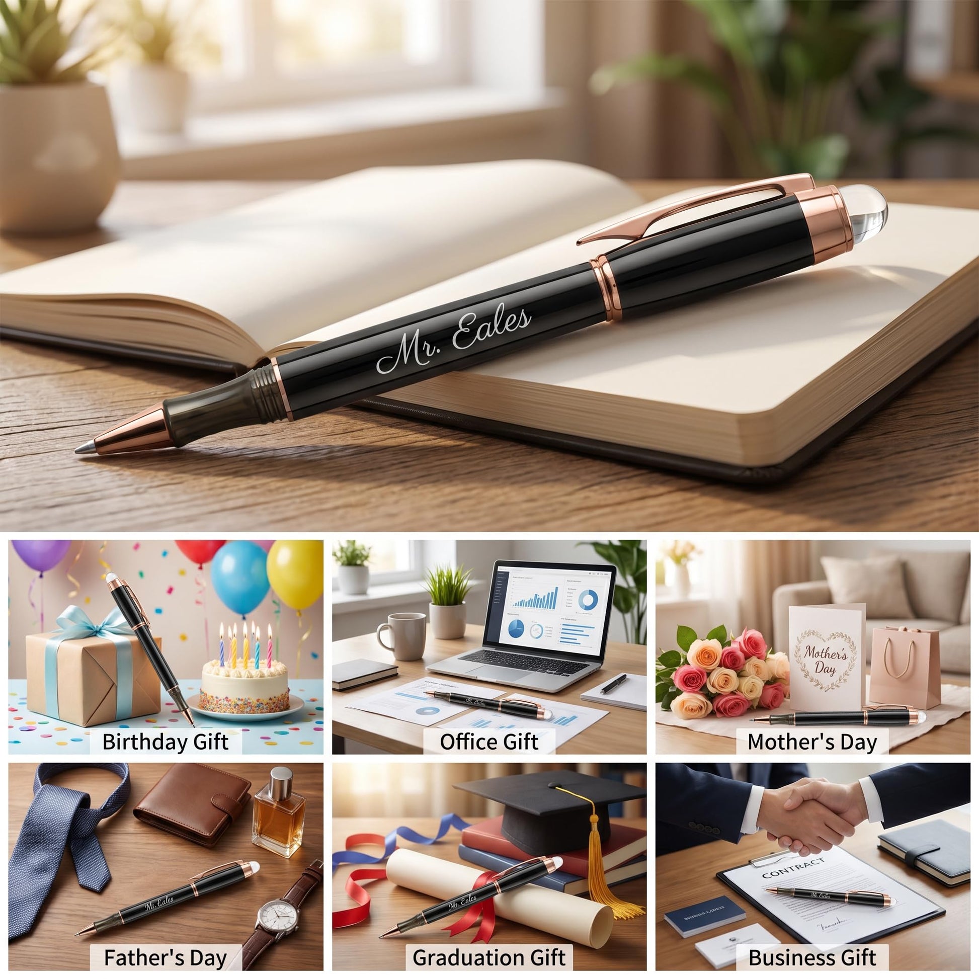 Ancolo Custom Pen- Executive Pen with Crystal Tip with Your Name or Message