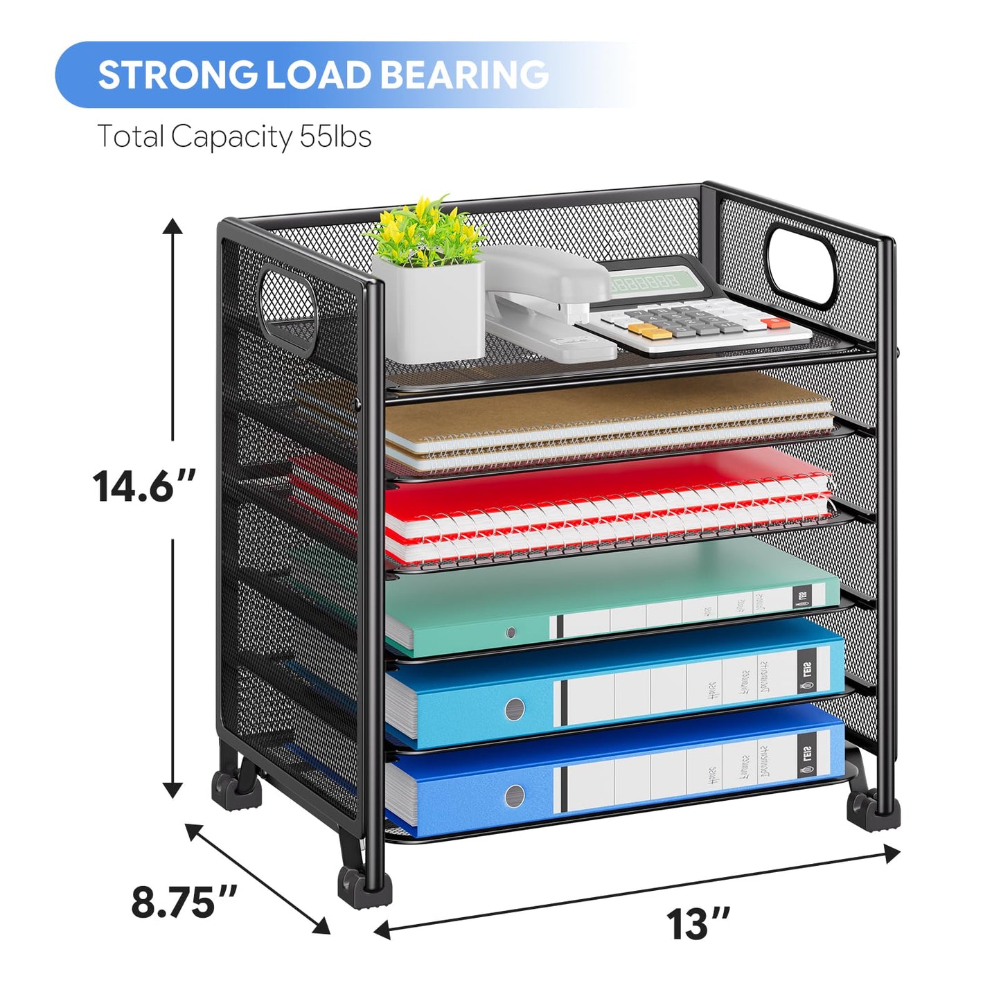 Simple Trending 6-Tier Paper Tray Organizer, File Organizer for Desk, Black