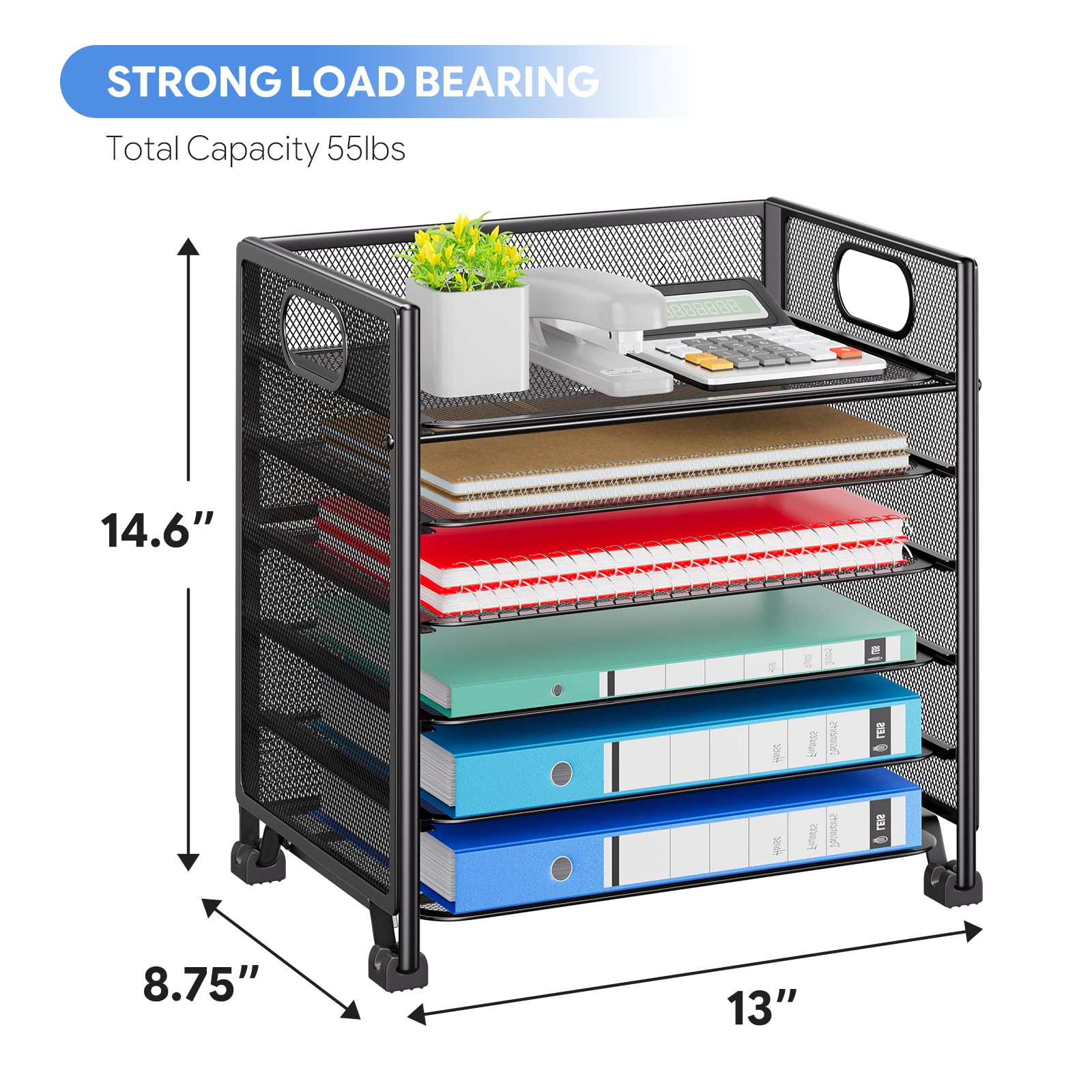 Simple Trending 6-Tier Paper Tray Organizer, File Organizer for Desk, Black