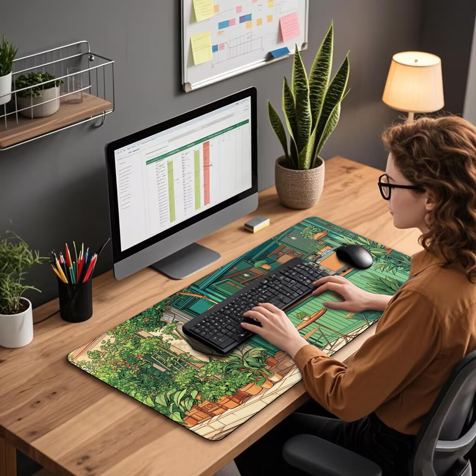 Mcapirivo Gaming Mouse Pad Desk Mat 31.5"x15.7" Japanese Coffee Shop