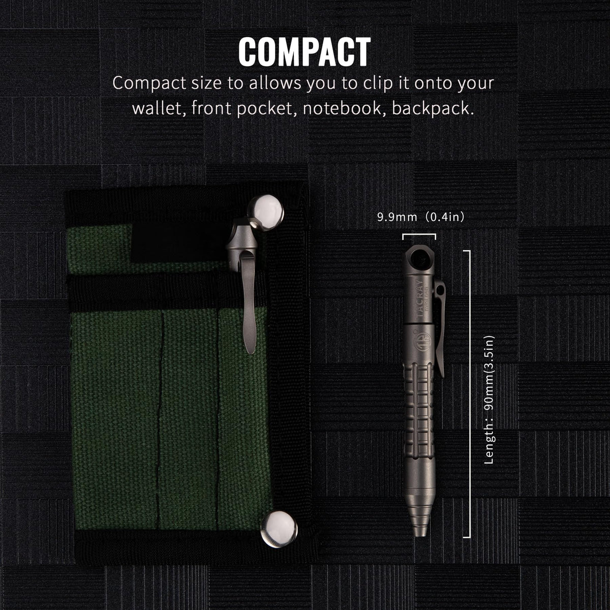TACRAY Titanium Bolt Action Mini EDC Pocket Pen with Short Refill, Small Keychain & Lanyard Clip