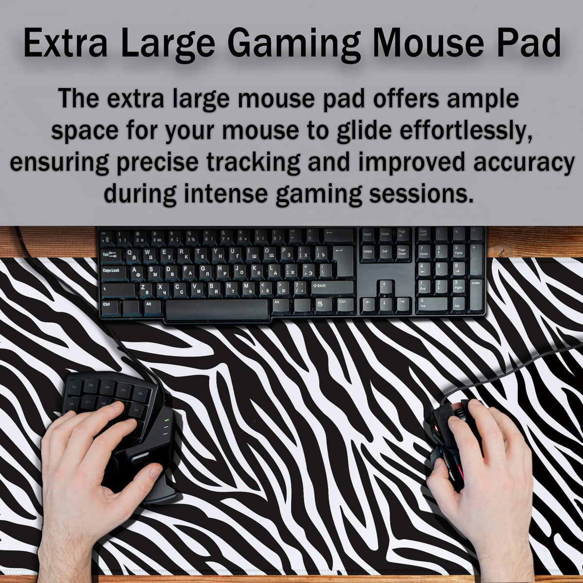 Samgula Desk Mouse Pad Black and White, Gaming Pad Big Mouse Pads, Ga Mouse Pad Non-Slip Rubber