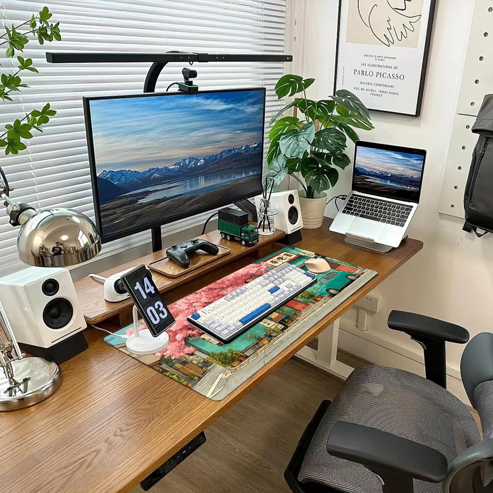 Desk Mat Mouse Pad Gaming Desk Pad XL Large Mouse Mat Office Decor Accessories (Sakura car)