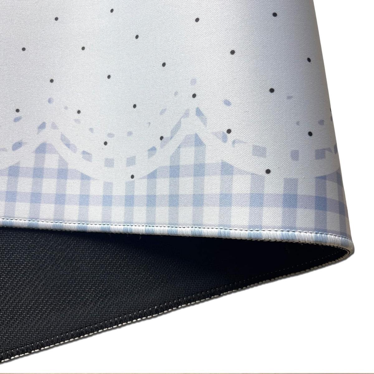 Nasdalgias Blue White Desk Mat -31.5x15.7in-Checkered Wavy Polka dots for Office Study Gaming Work