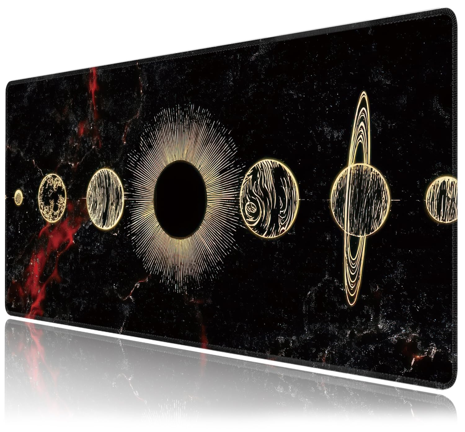 Galaxy Planet Large Mouse Pad,Gaming Keyboard Desk Pad,Extended Mouse Mat Non-Slip Rubber Base with