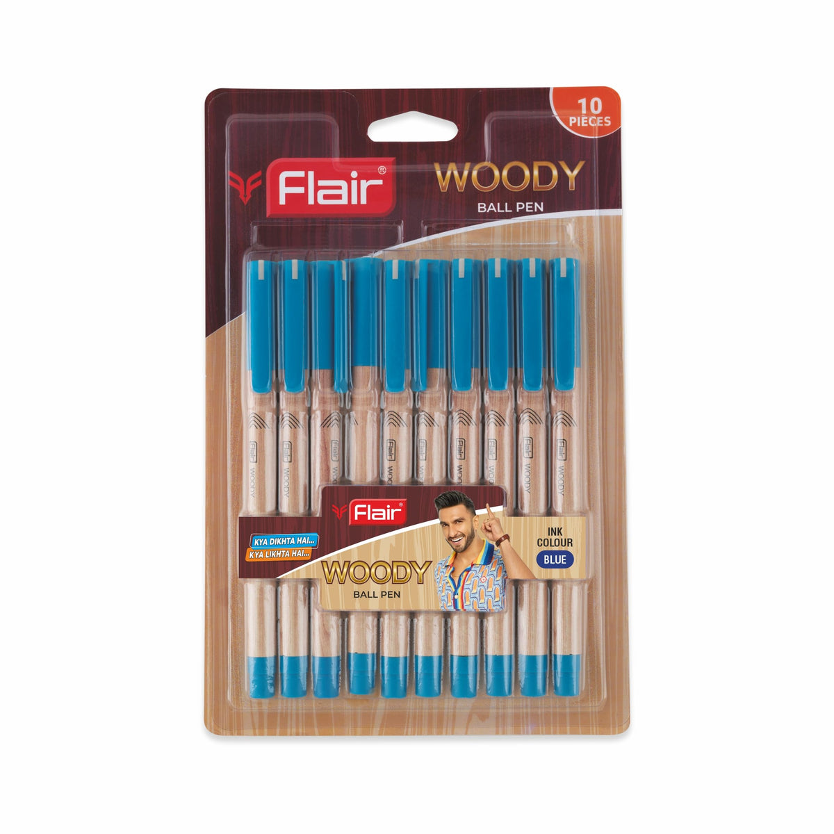 FLAIR Woody Ball Pen Wallet Pack | 0.7 mm Tip Size | Attractive Woody Design | Smooth Ink Flow