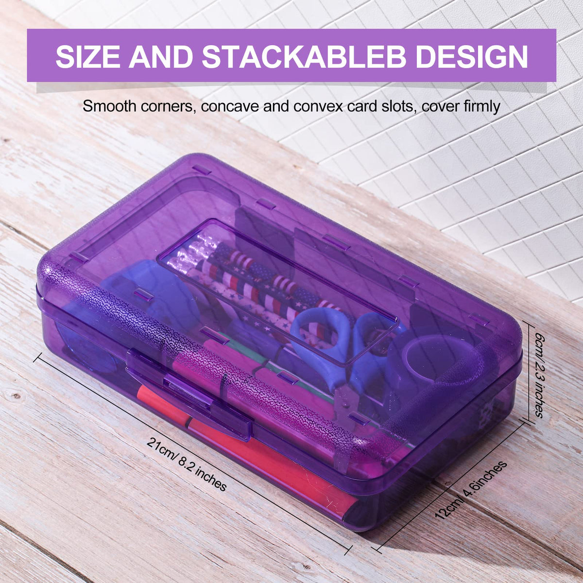 Leelosp 12 Pack Pencil Boxes Bulk, Large Plastic Case,Purple