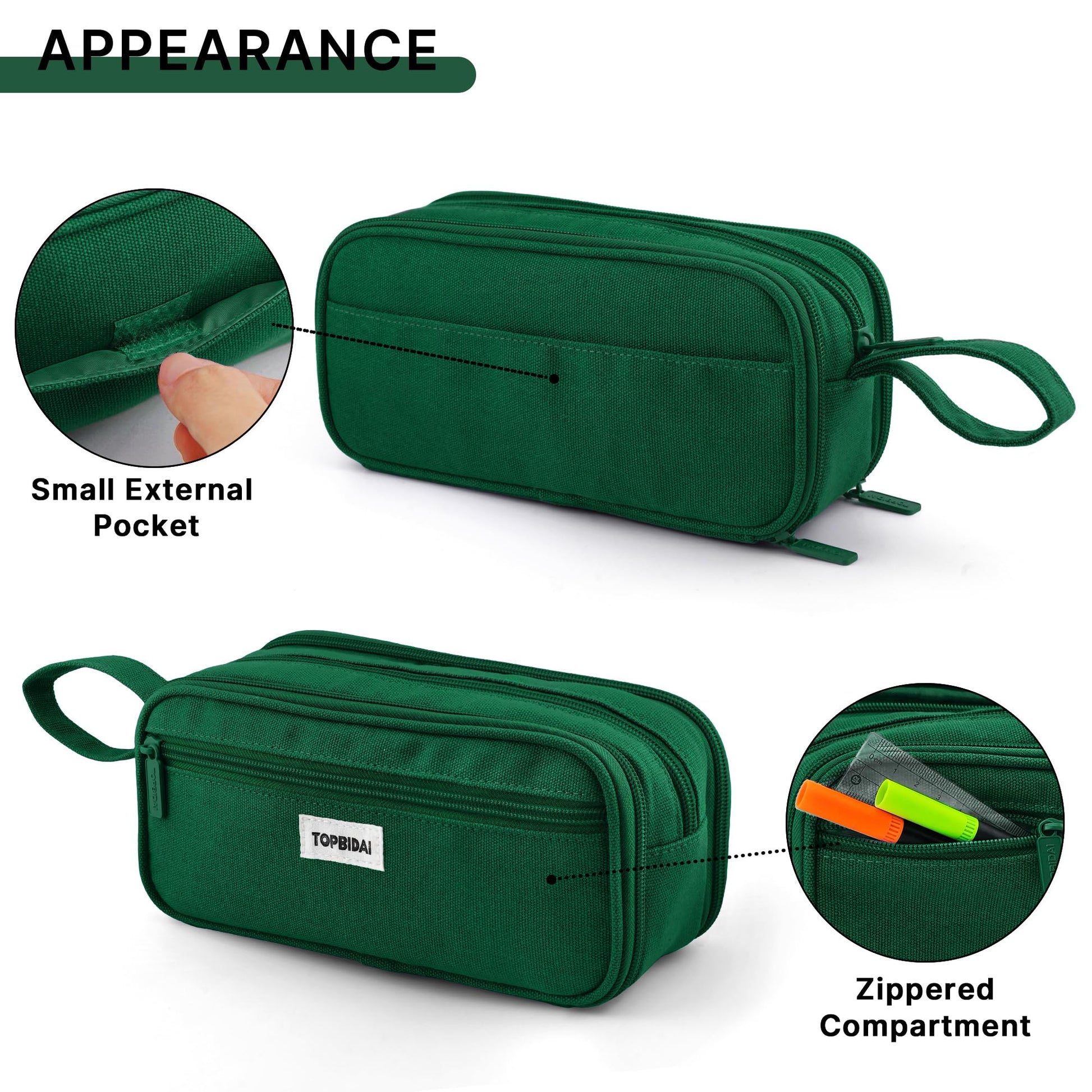 TOPBIDAI Large Pencil Case Pouch for Girls Boy Women Men Adults