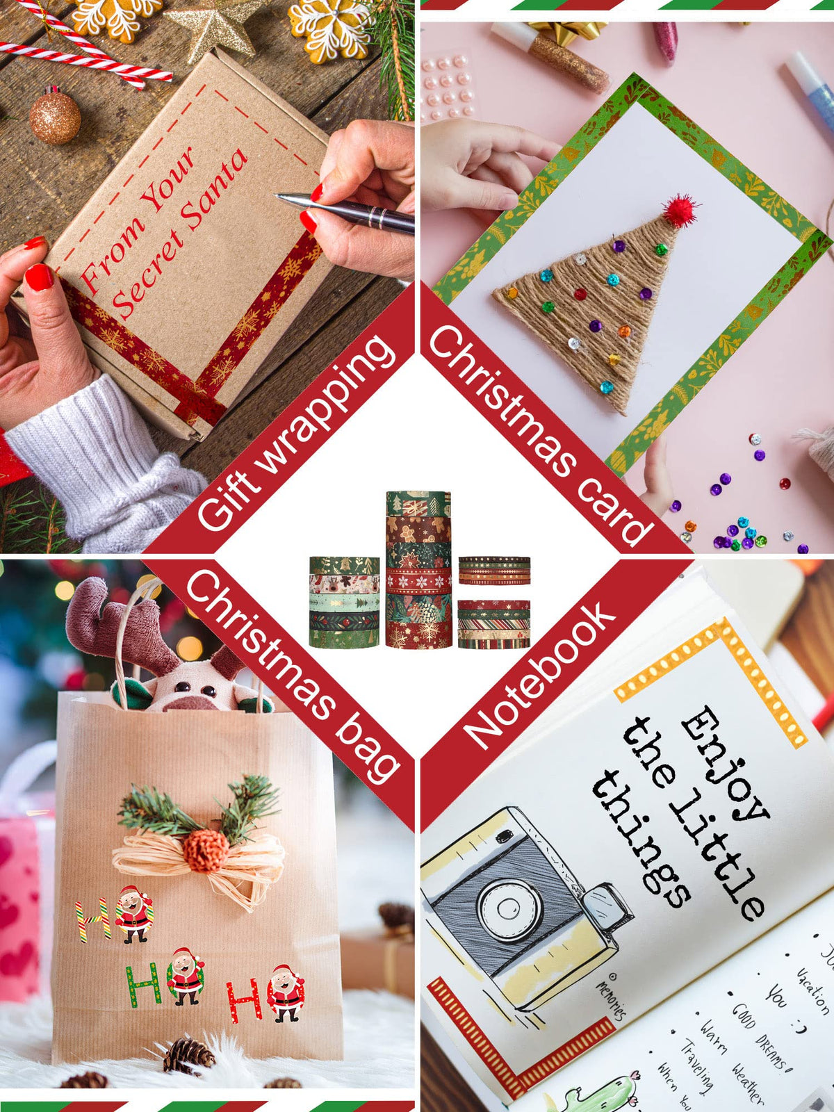 Outus 21 Rolls Christmas Gold Foil Holiday Washi Tape Decorative, Vintage
