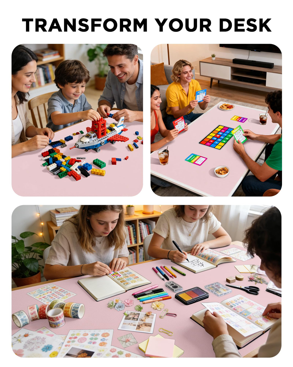 YSAGi 55" x 17" Large PU Leather Desk Mat for Keyboard and Mouse - Waterproof Non-Slip Desk Pad