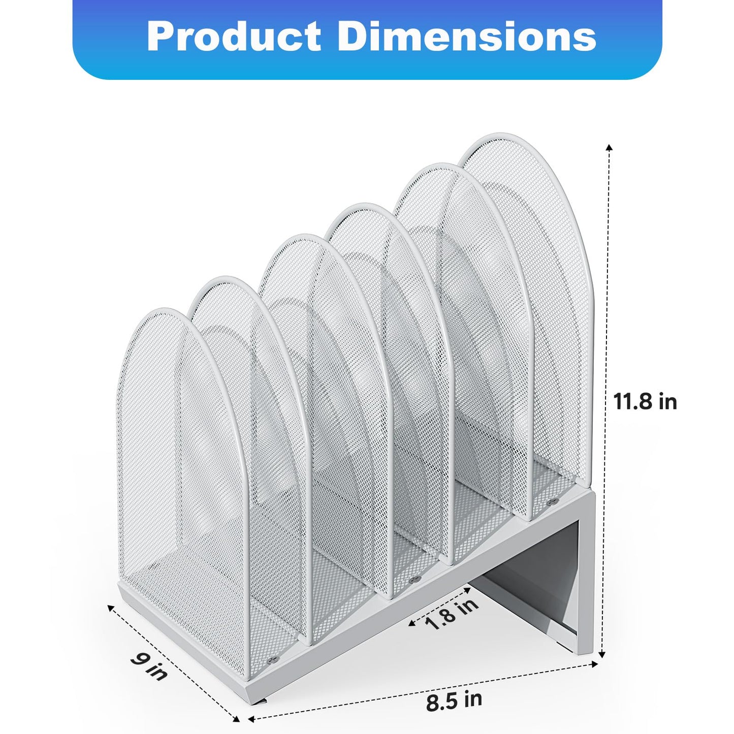 gianotter Desktop File Organizer with 5 Compartments