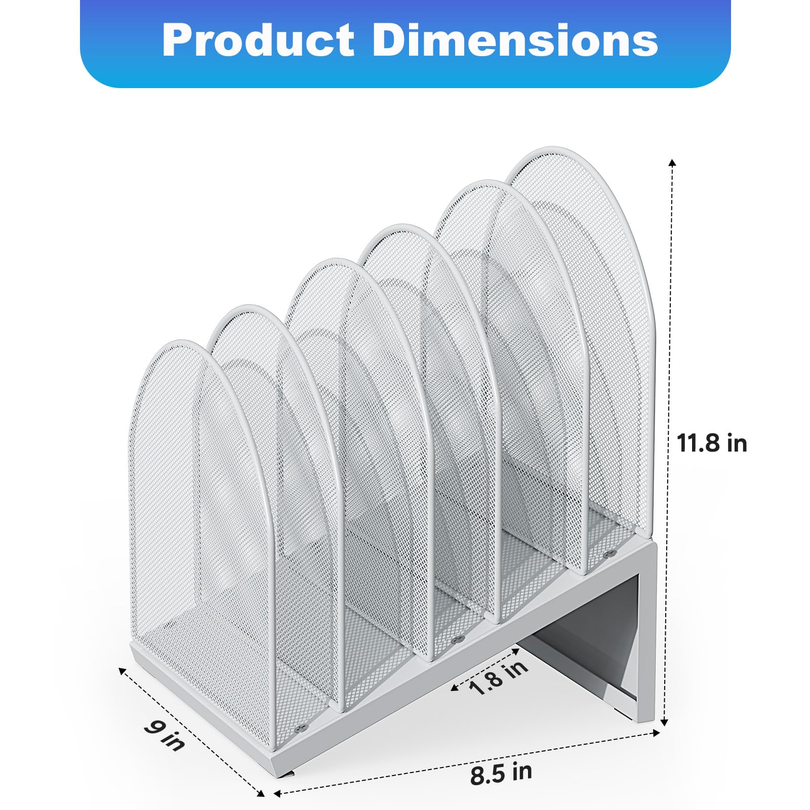 gianotter Desktop File Organizer with 5 Compartments