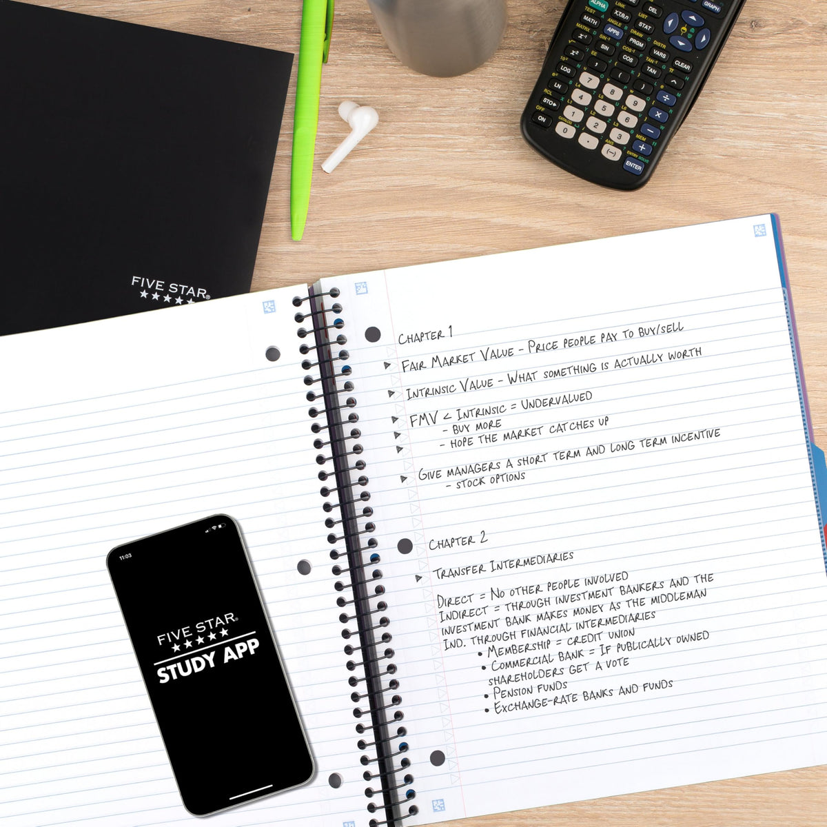Five Star Advance Spiral Notebook + Study App, 3 Subject, College Ruled Paper, 8-1/2" x 11", 150