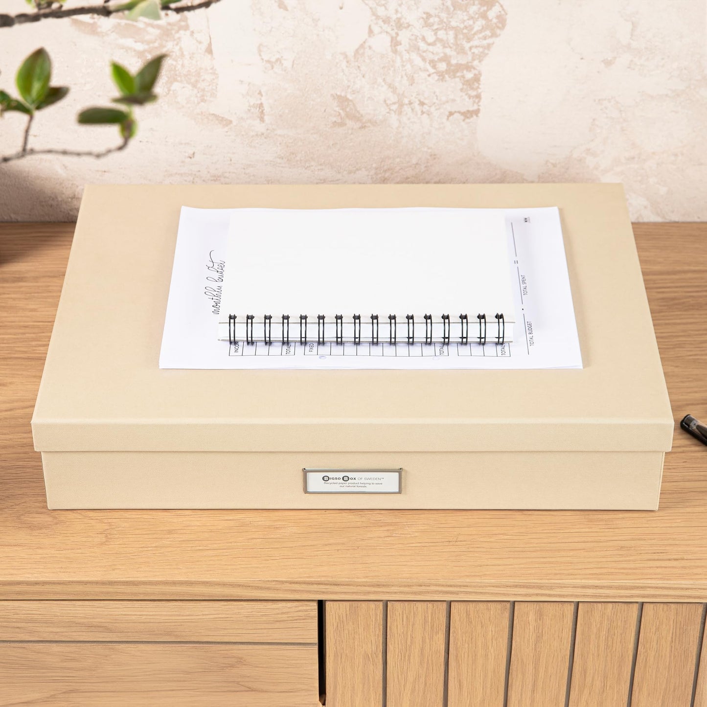 Bigso Sverker Legal/Art Storage Box - 3.3in x 17.1in x 12.2in - Fawn