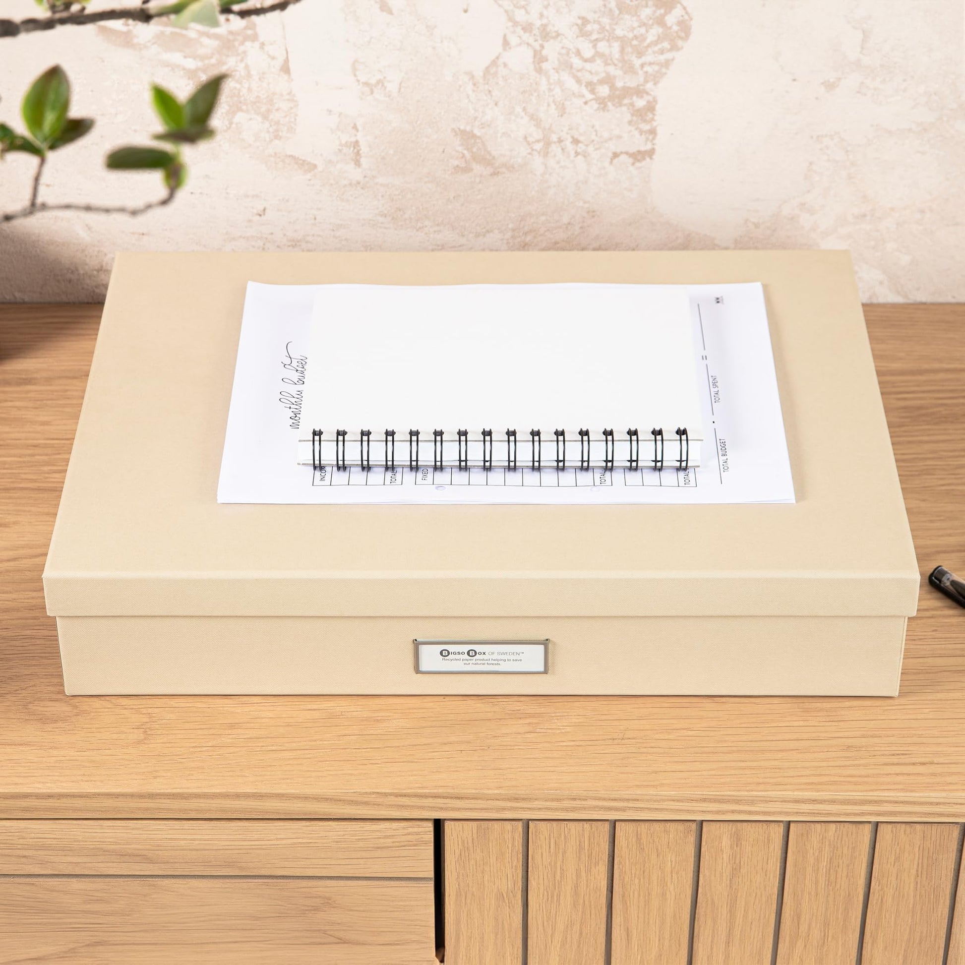 Bigso Sverker Legal/Art Storage Box - 3.3in x 17.1in x 12.2in - Fawn