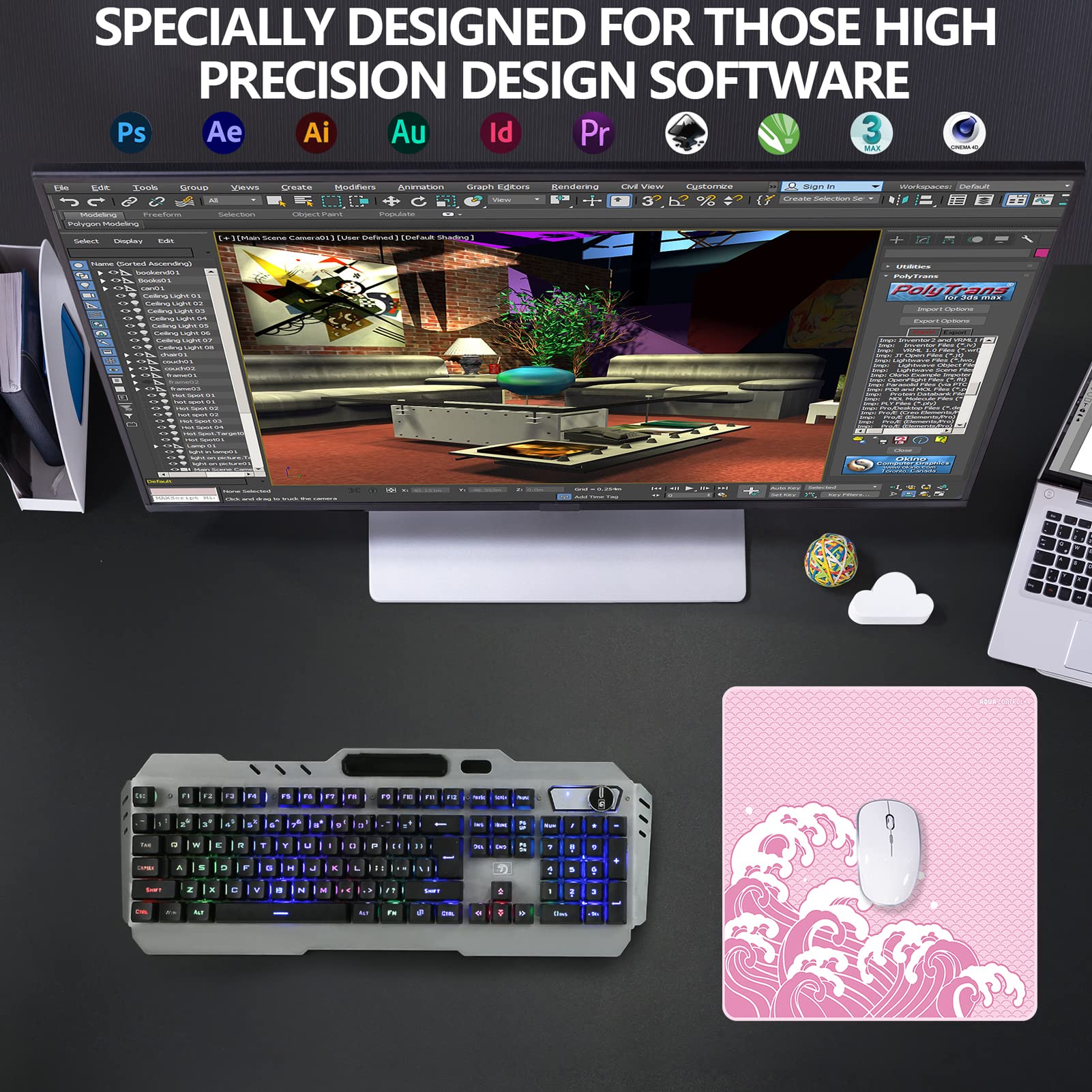 X-Raypad Aqua Control Plus Wave Gaming Mouse Pad, Ultra-High Precision Mouse Pad with Perfect Speed
