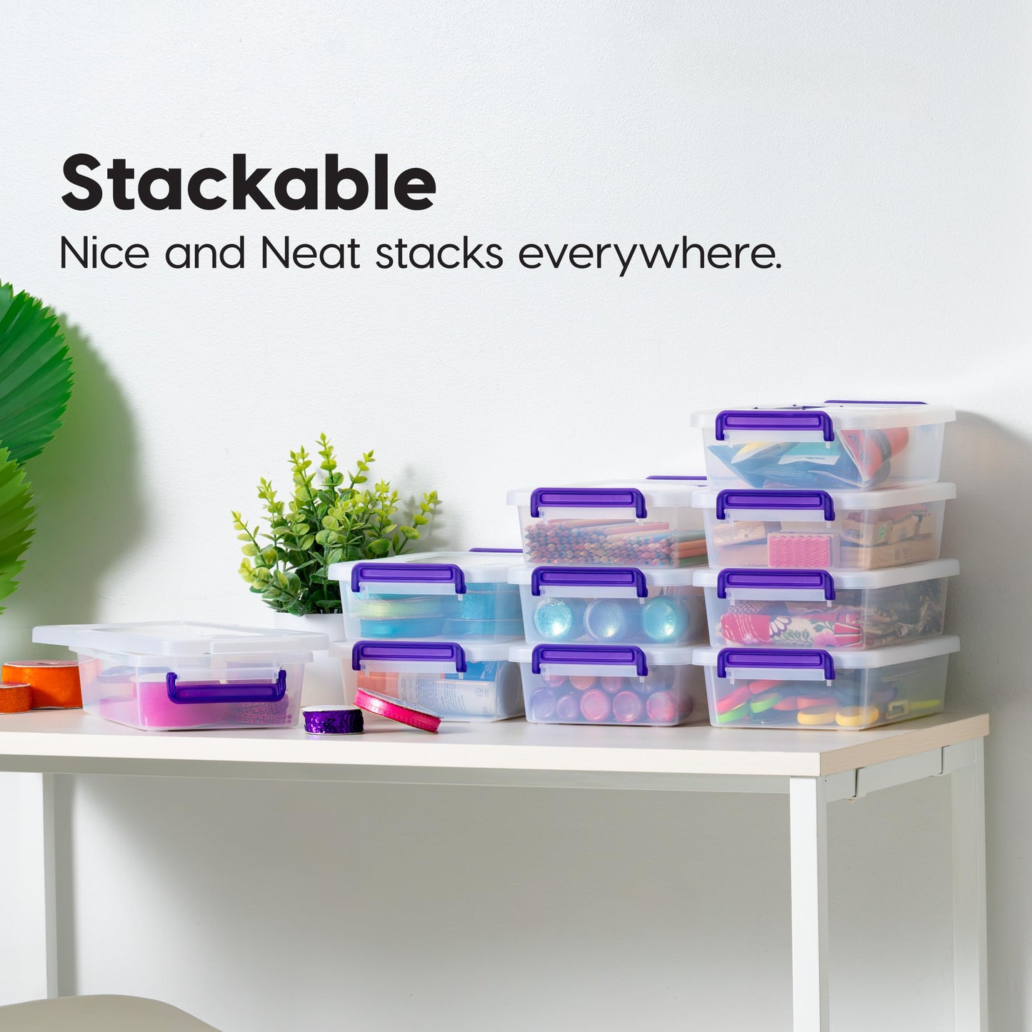 IRIS USA Storage Bins with Lids |Made in USA| 3 Qt - (10-Pack) - Clear