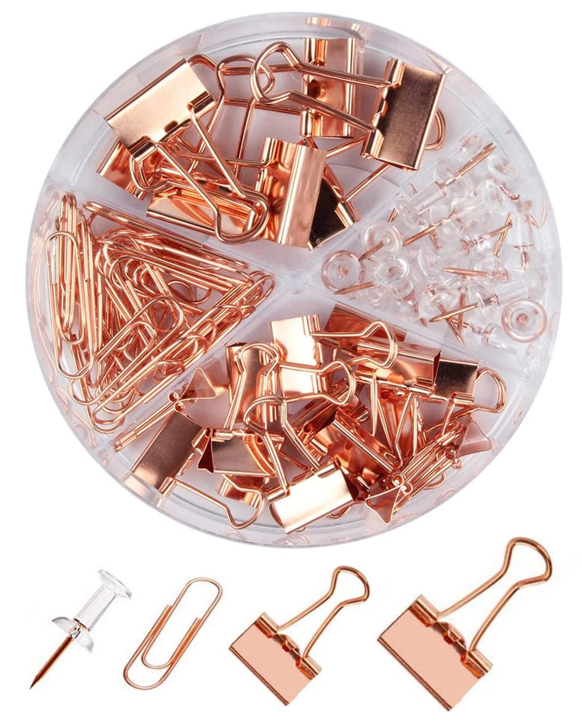 Creechwa Paper Clips Binder Push Pin Set, Assorted Sized Binder Clips