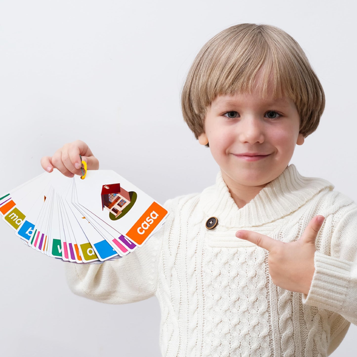 Bilingual Spanish English Flash Cards for Kids 5 Themes Alphabet Color Number Shape First Words 84