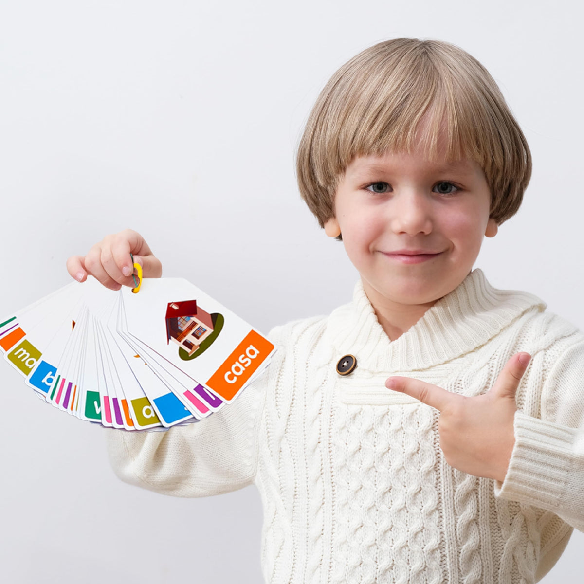 Bilingual Spanish English Flash Cards for Kids 5 Themes Alphabet Color Number Shape First Words 84