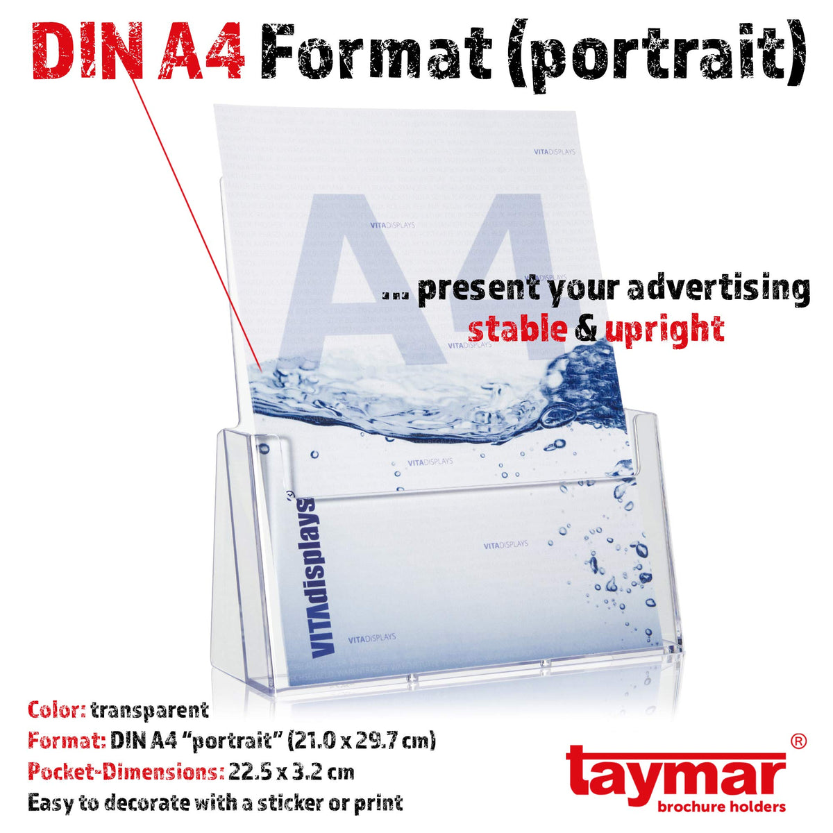 taymar A4 Clear Brochure Holder