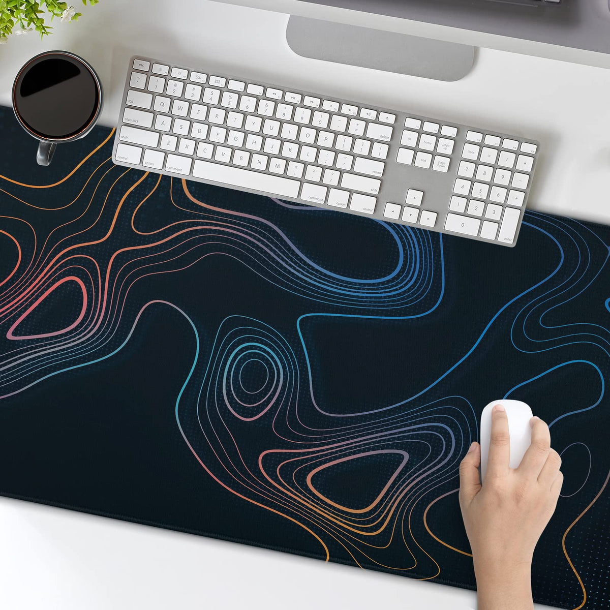 Topographic Contour Map XL Mouse Pad 31.5 x 11.8 Inch Gaming Mousepad Extended Large Mousepad with