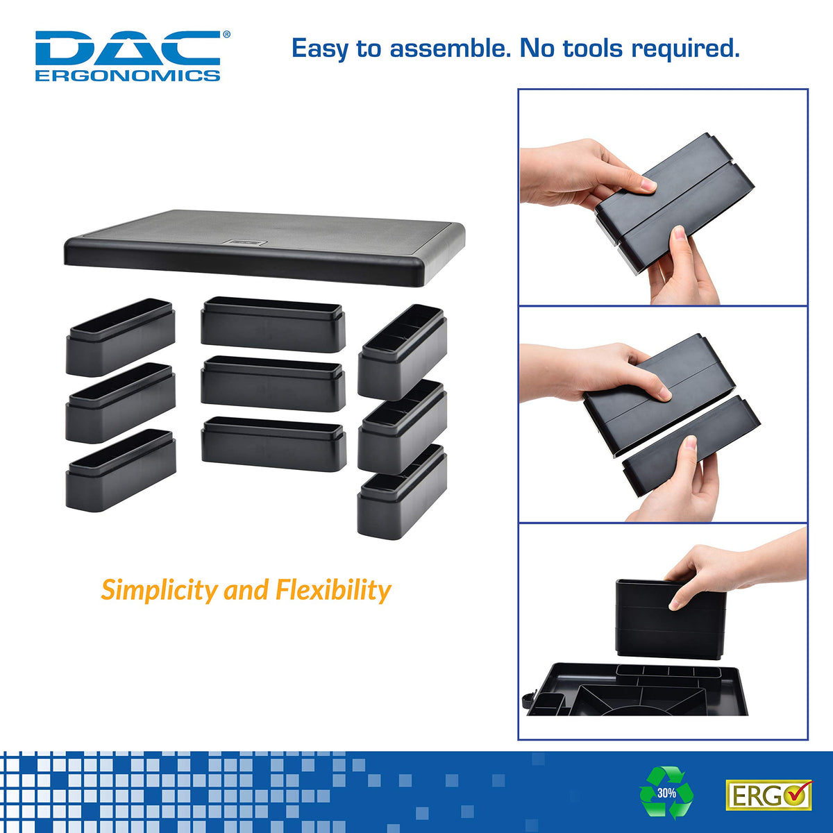 DAC STAX Monitor Riser, Ultra-Sturdy Adjustable Desktop Computer Monitor Stand, Supports up to 66