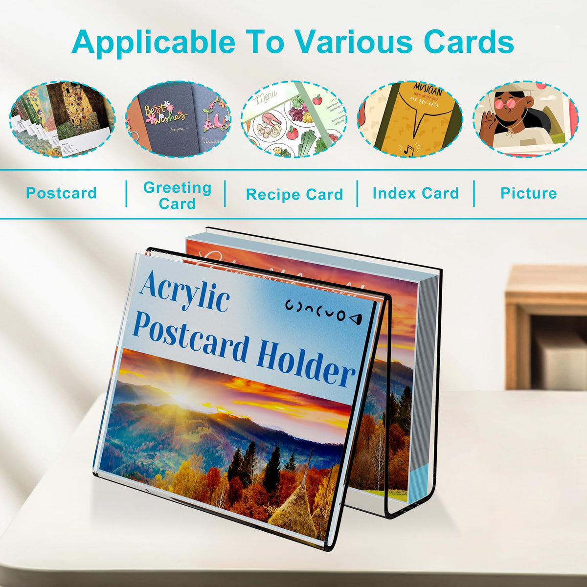 Boloyo Acrylic Vertical Postcard Display Holder,4 x 6 inch 1PC Clear Card Display Stand Easel