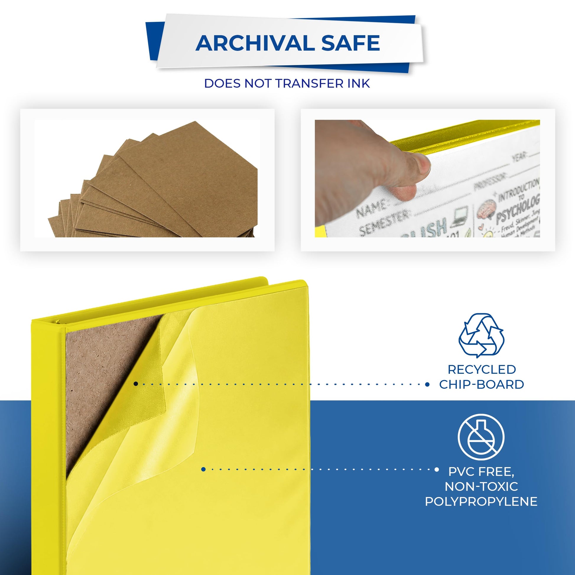 Samsill Durable 1 inch 3 Ring Binder, D Ring Binder, 100% Recycled Chipboard, Yellow, 12 Pack