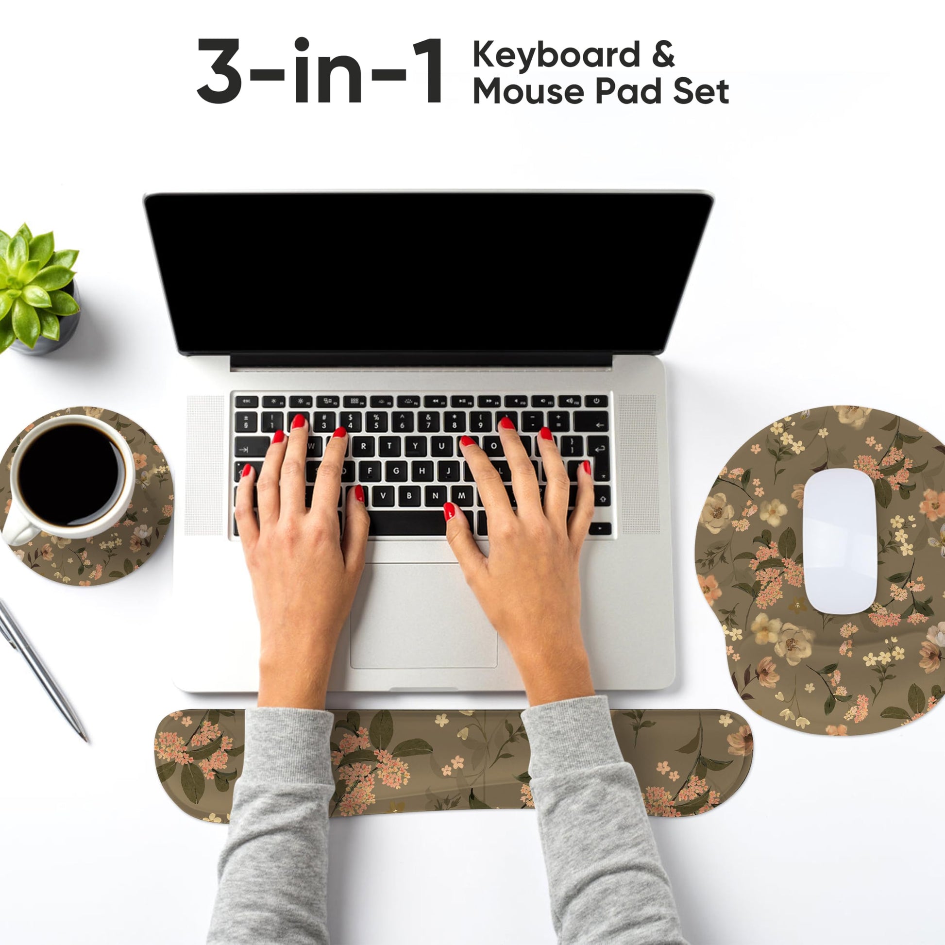 AORTDES Ergonomic Keyboard Mouse Pad Wrist Rest Support Set for Laptop/Computer/Desktop,Memory Foam