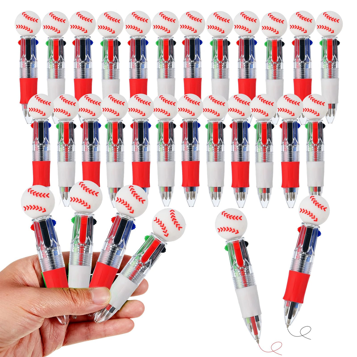 Zhirlyn Baseball Party Favors Baseball Pens Mini Multicolor Pen in One Cute Fun 4-in-1 Pens Bulk