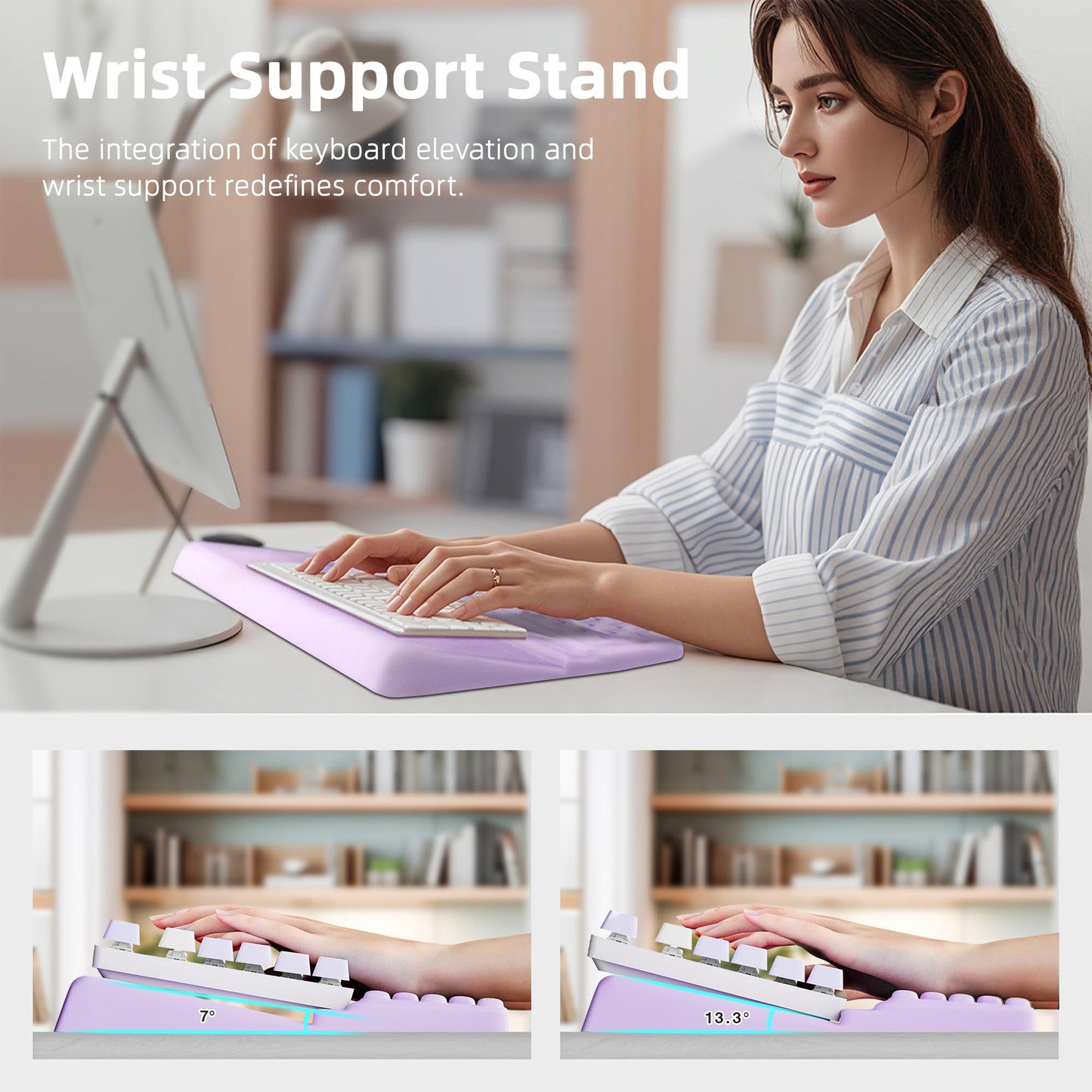 Ospelelf Keyboard Wrist Rest Pad, Comfy Ergonomic Keyboard Stand Riser Holder, Computer Wrist