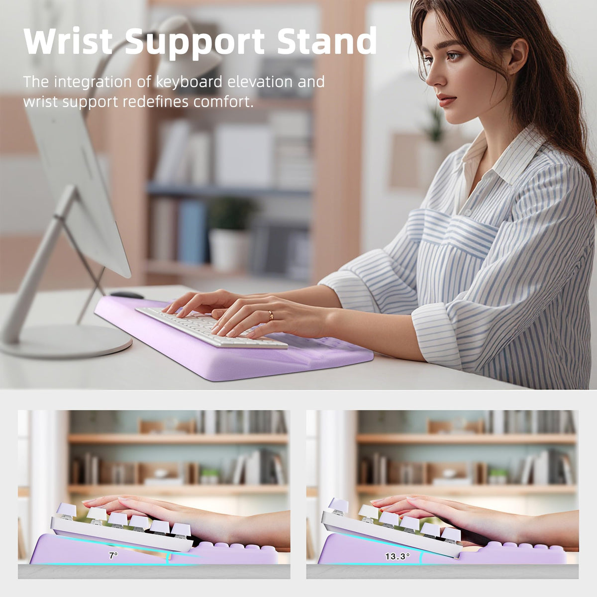 Ospelelf Keyboard Wrist Rest Pad, Comfy Ergonomic Keyboard Stand Riser Holder, Computer Wrist