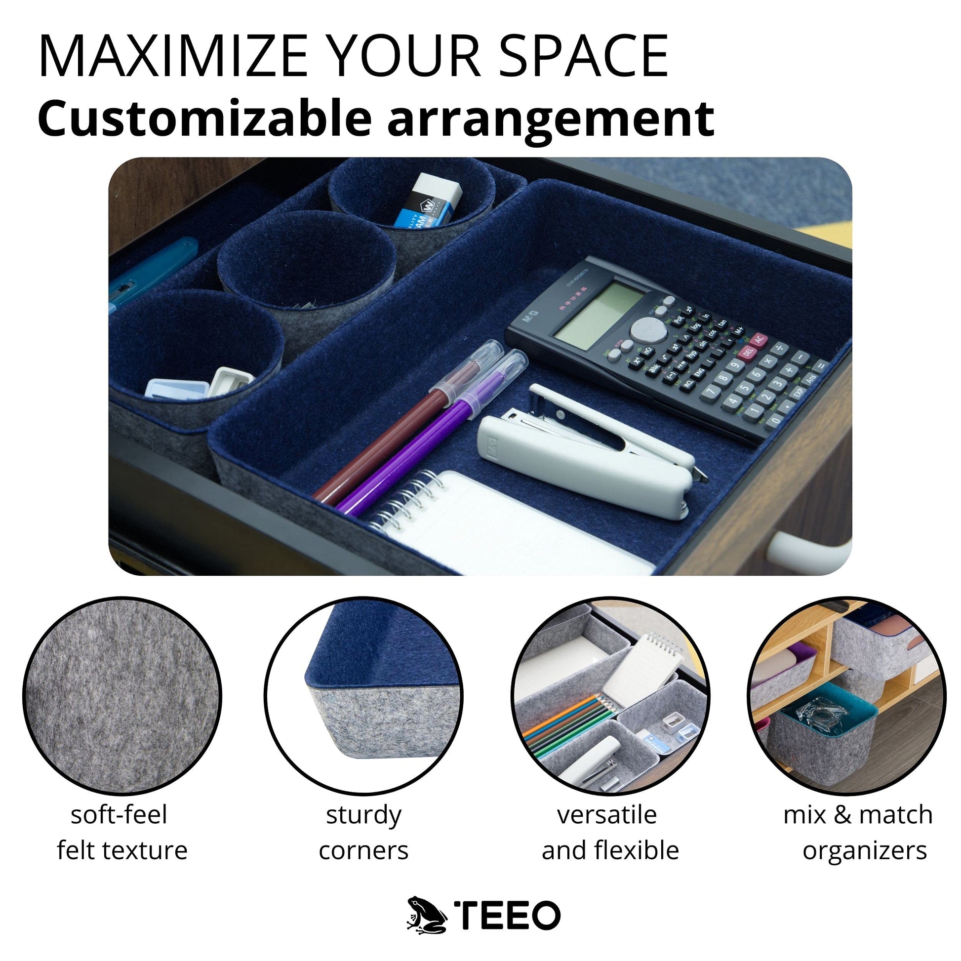 Teeo - Organizer for Drawers - Desk Drawer Organizers and Storage - Make Up Draw Organizers
