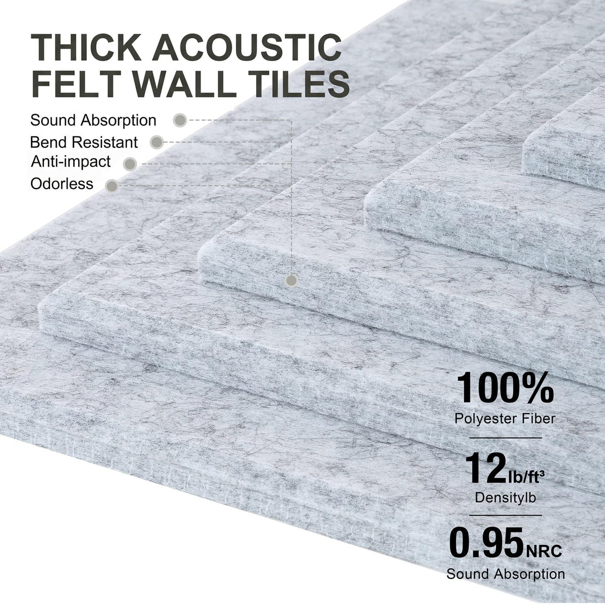 G Gamit Felt Wall Tiles Bulletin Board Large Cork Board Alternative 6 Pack 11.81”x11.81”x0.47” Felt