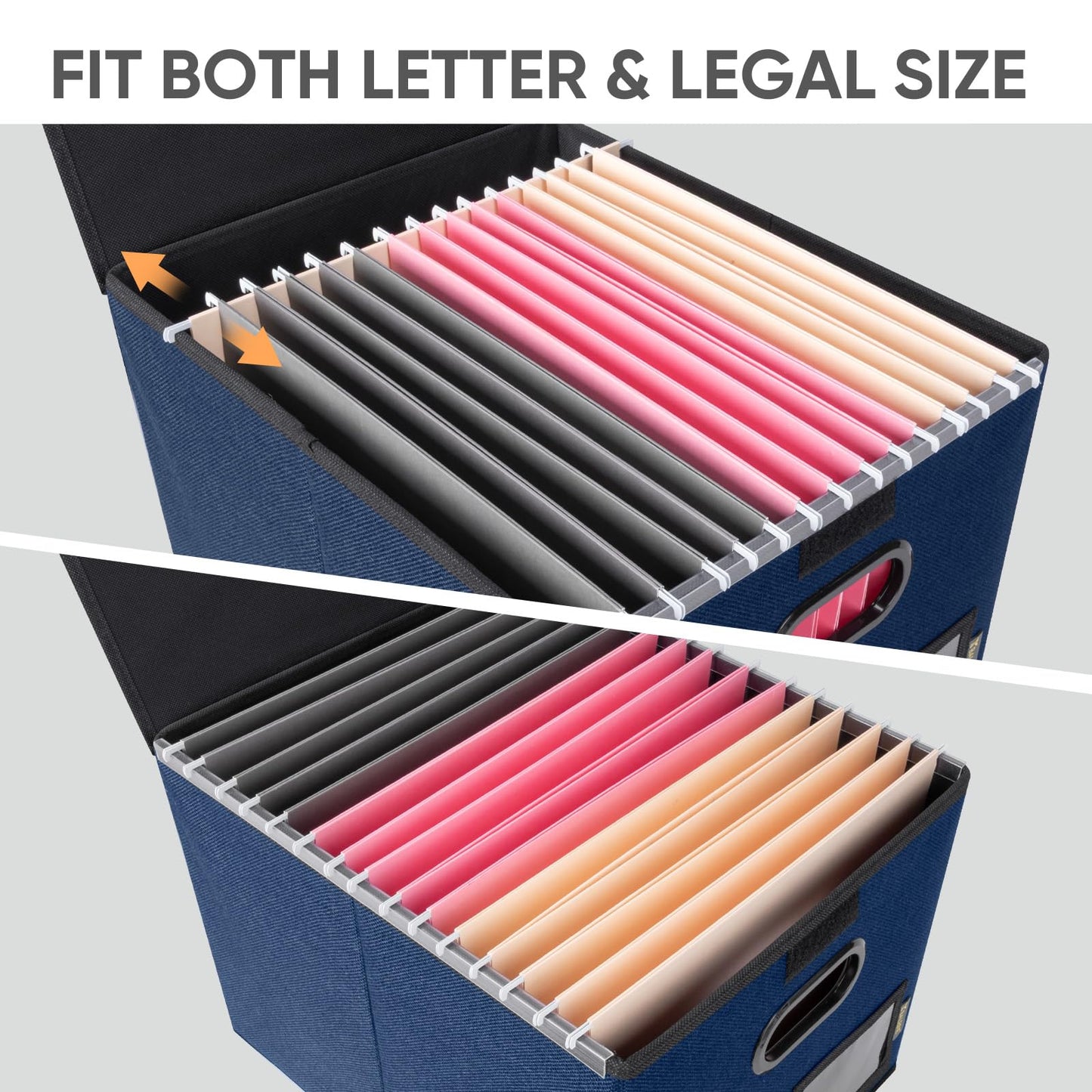 BALEINE File Organizer Box with Lid, Collapsible Hanging File Storage Box