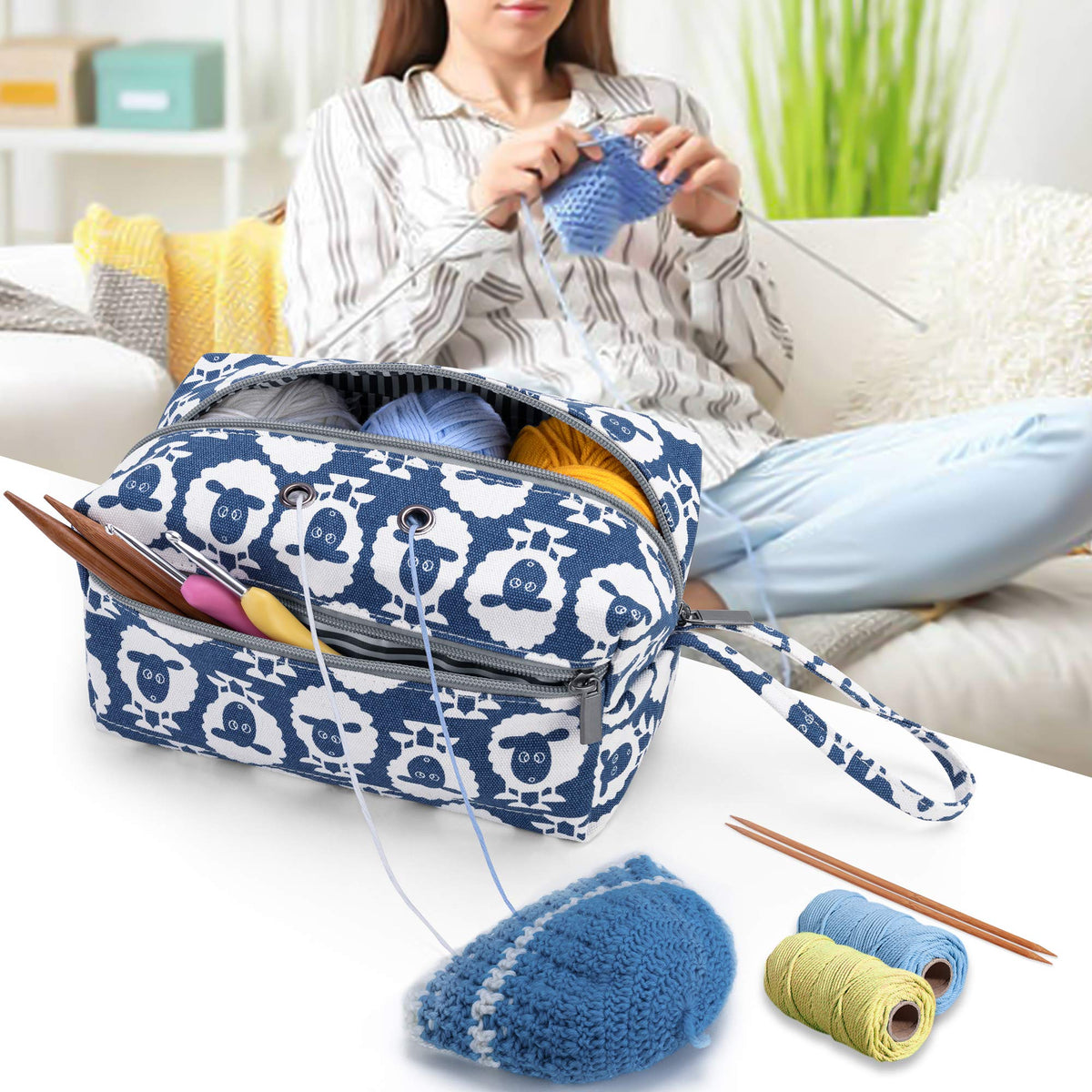 LUXJA Small Yarn Storage Bag for Yarn Skeins, Sheep