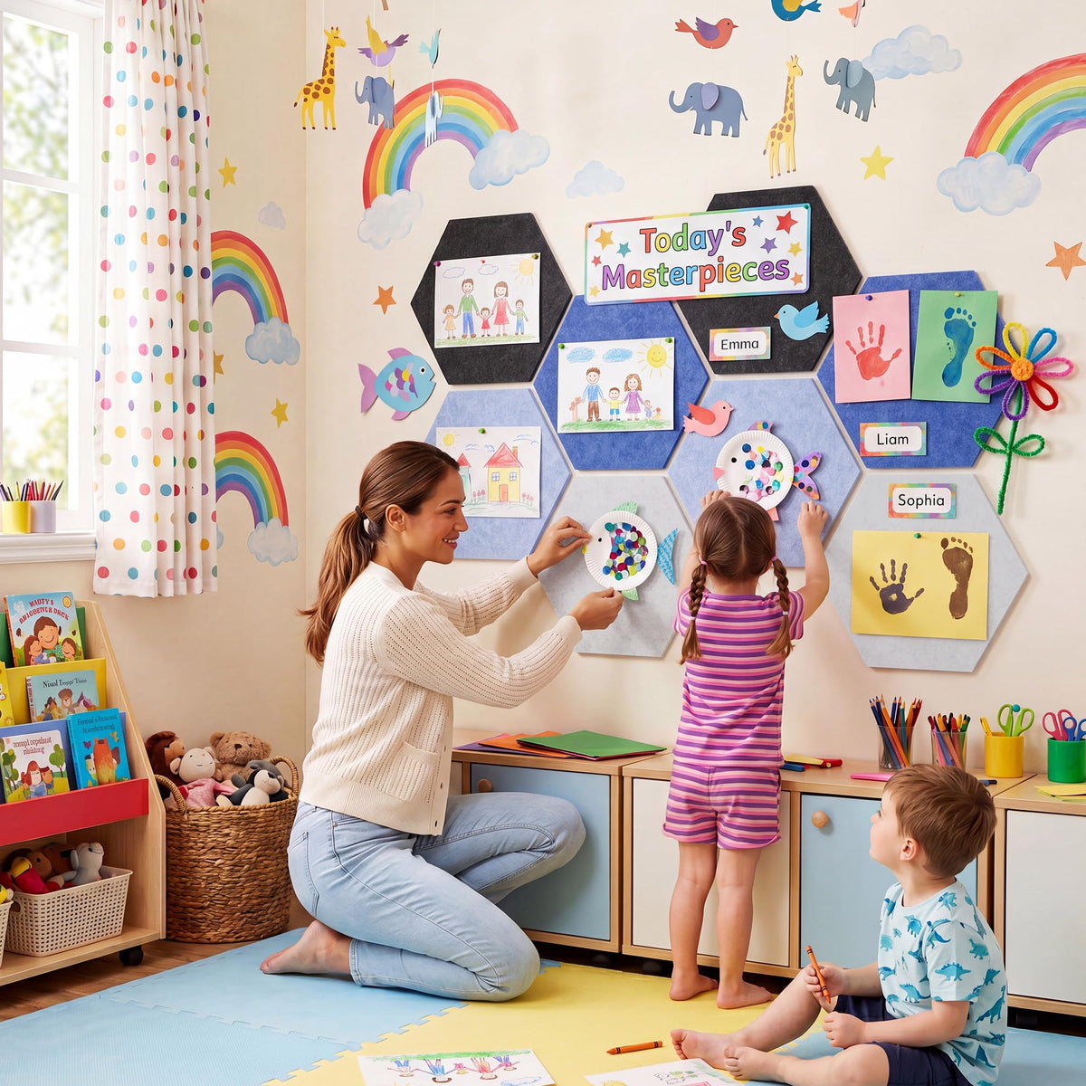 Uoisaiko 8-Pack Hexagon Felt Bulletin Board Tiles, Cork Board Alternative