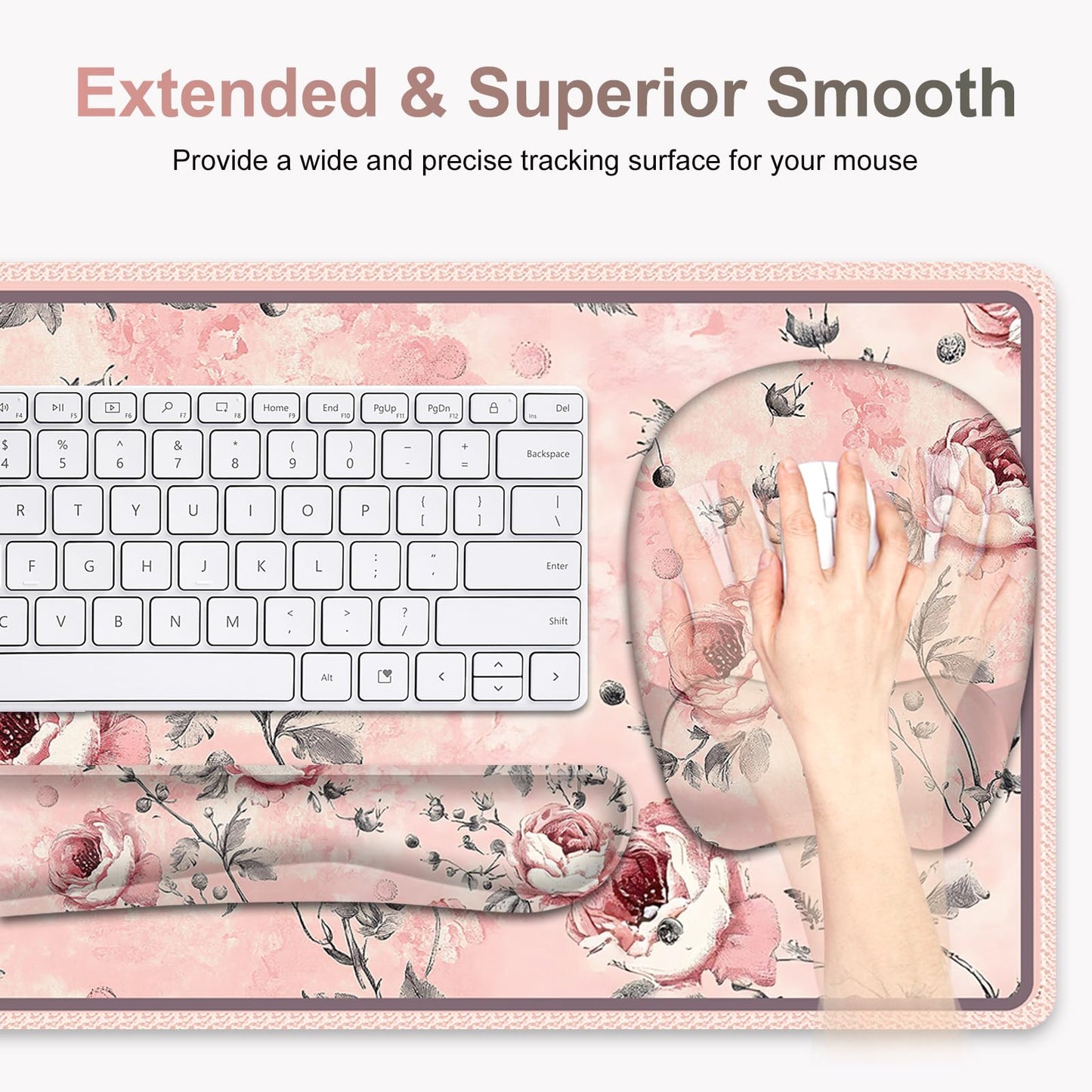 4 in 1 Large Mouse Pad, Keyboard Wrist Rest Set, Ergonomic Mouse Pad with Wrist Support, Desk Mat