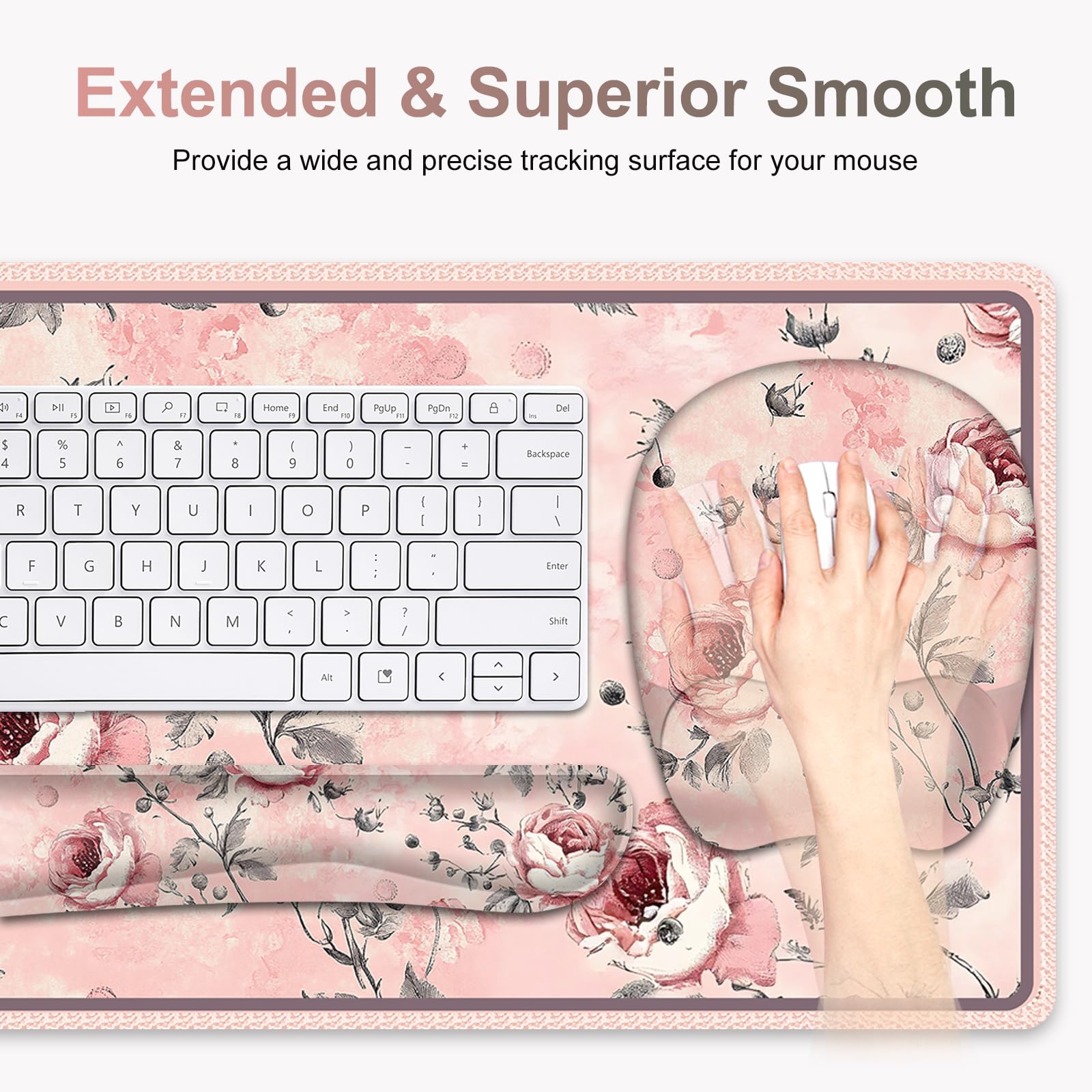 4 in 1 Large Mouse Pad, Keyboard Wrist Rest Set, Ergonomic Mouse Pad with Wrist Support, Desk Mat