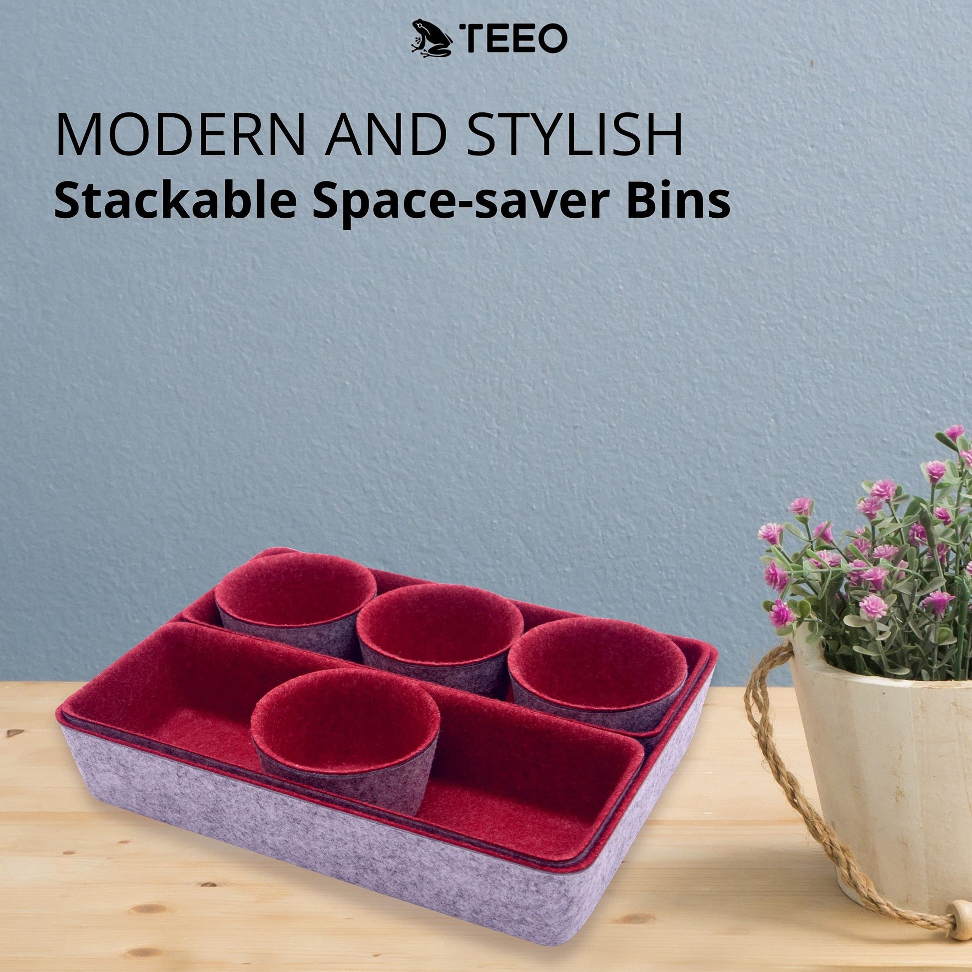 Teeo - Desk Tray Organizer - Makeup Organizer Drawers Storage - Home Office Cosmetic Bins Dividers