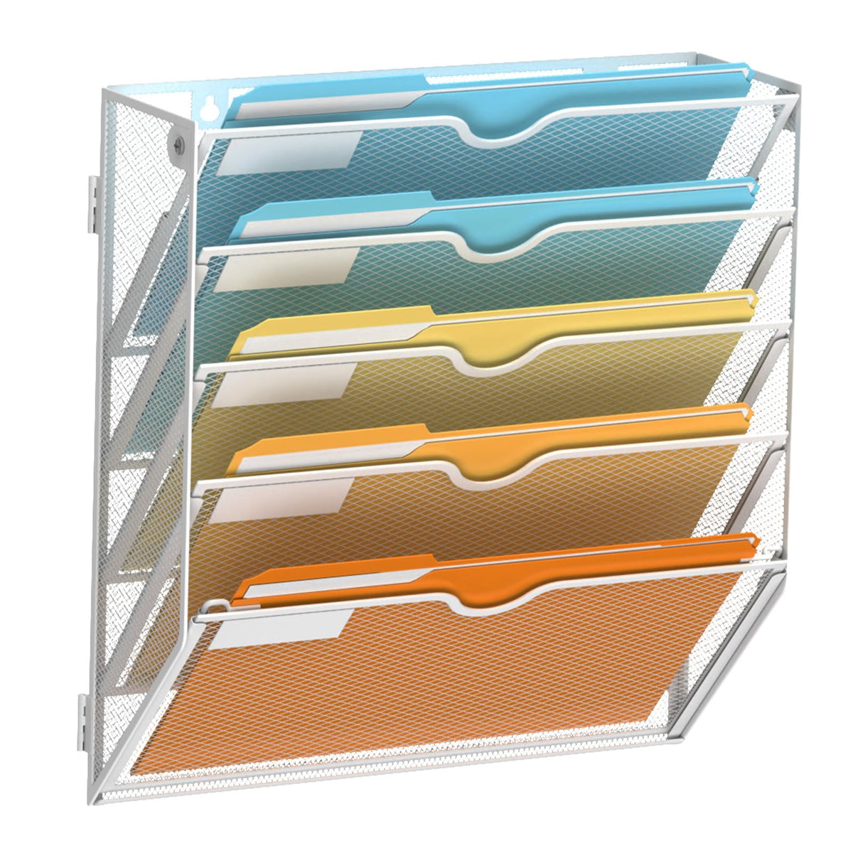 SUPEASY 5 Tier Wall File Organizer, Hanging Wall Mounted Mail Organizer with Label Slots, Metal