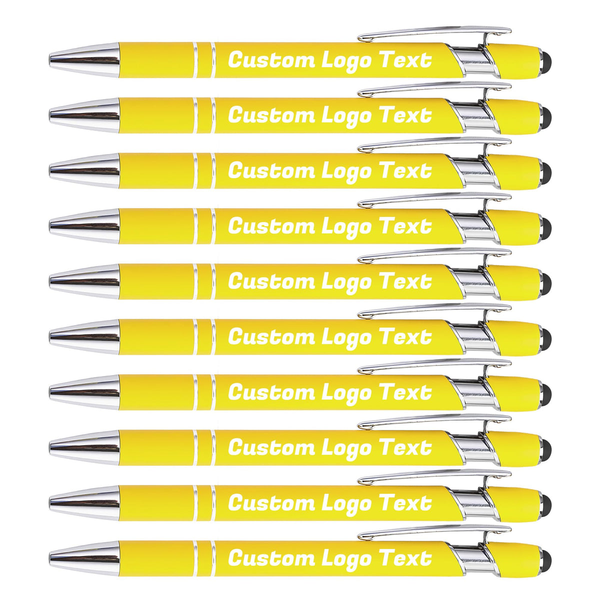 HEYZARDA Custom Pens Ballpoint with Stylus for Events, Yellow, 10 Pcs