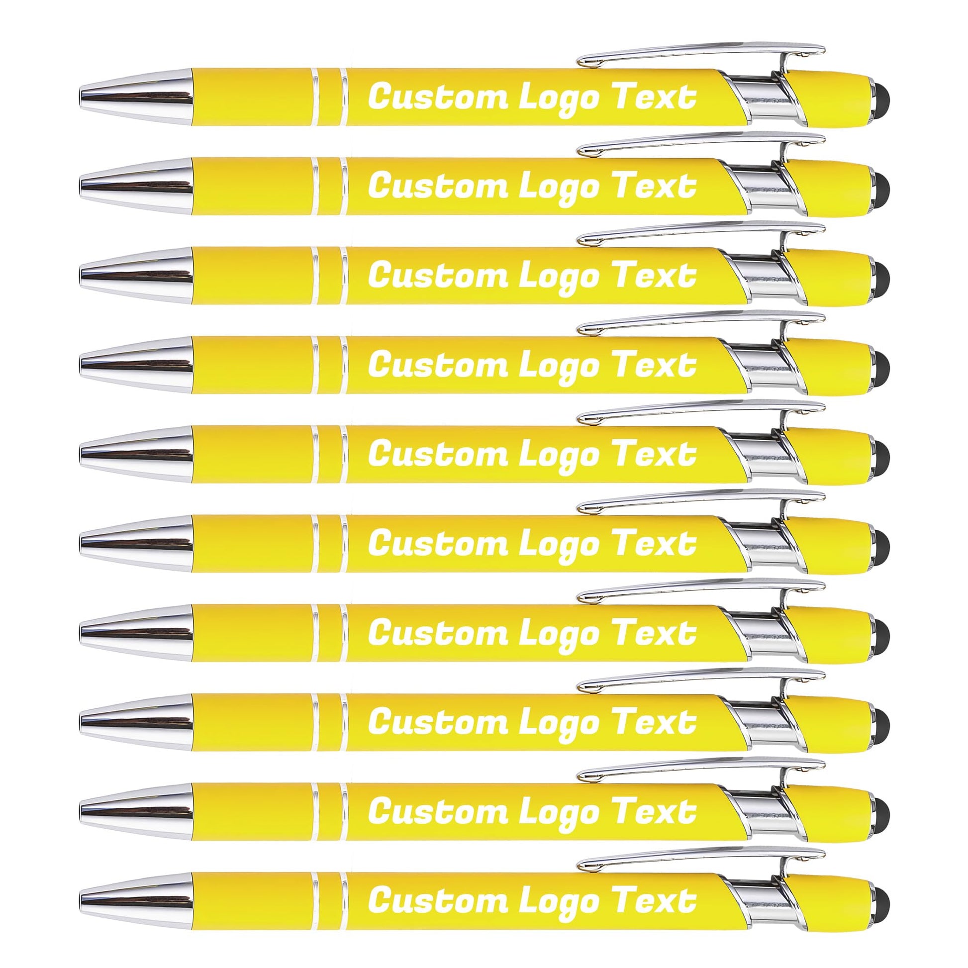 HEYZARDA Custom Pens Ballpoint with Stylus for Events, Yellow, 20 Pcs