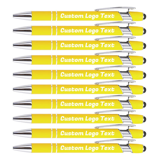 HEYZARDA Custom Pens Ballpoint with Stylus for Events, Yellow, 20 Pcs