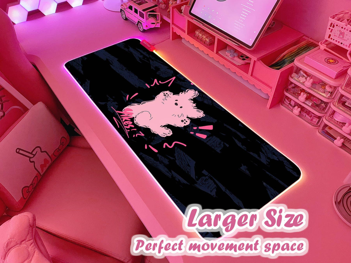 JMIYAV Pink RGB Gaming Mouse Pad 31.5x12 Inch PC XL Large Extended Glowing Led Light Up Desk Pad