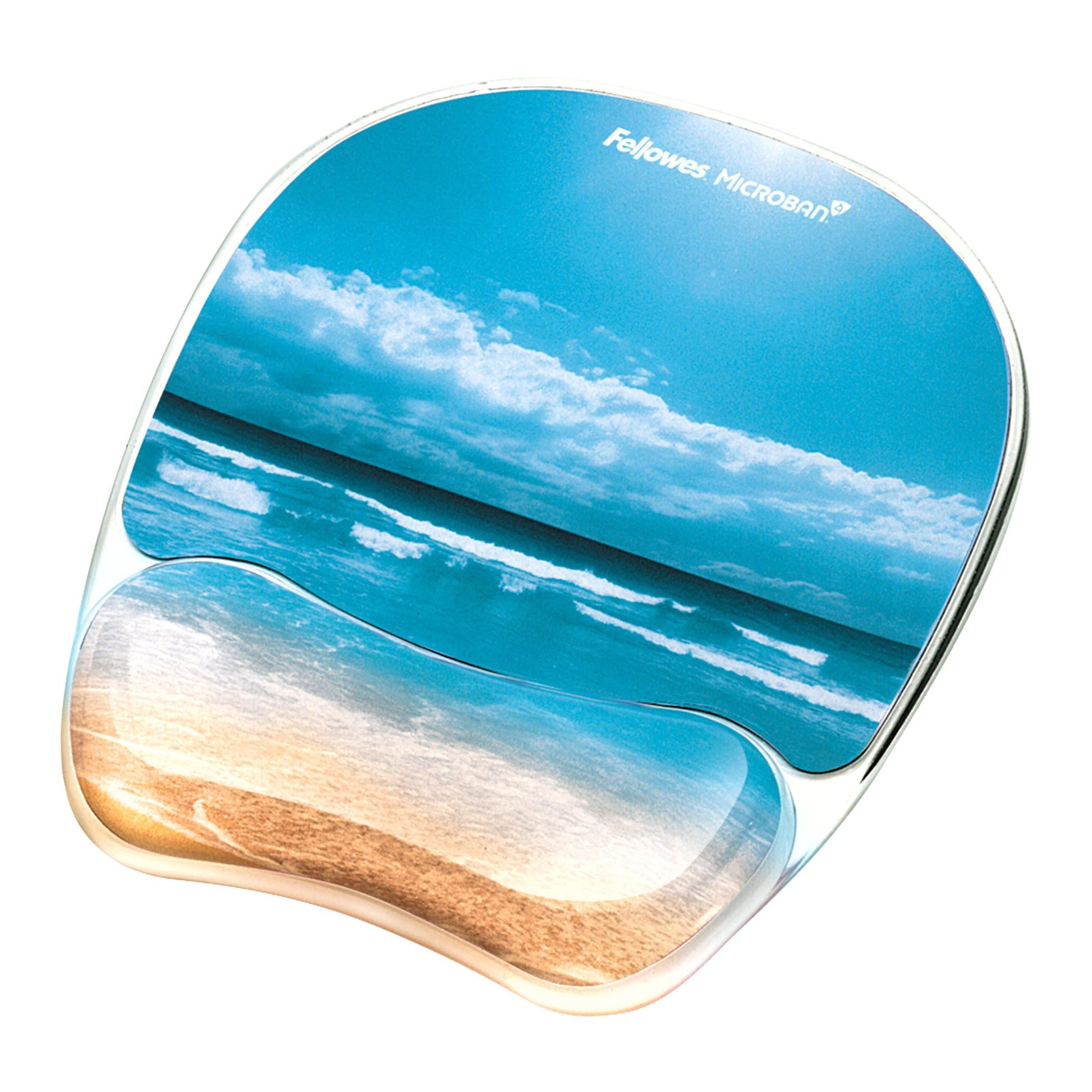 Fellowes Photo Gel Mouse Pad Wrist Rest with MICROBAN - Sandy Beach (9179301)